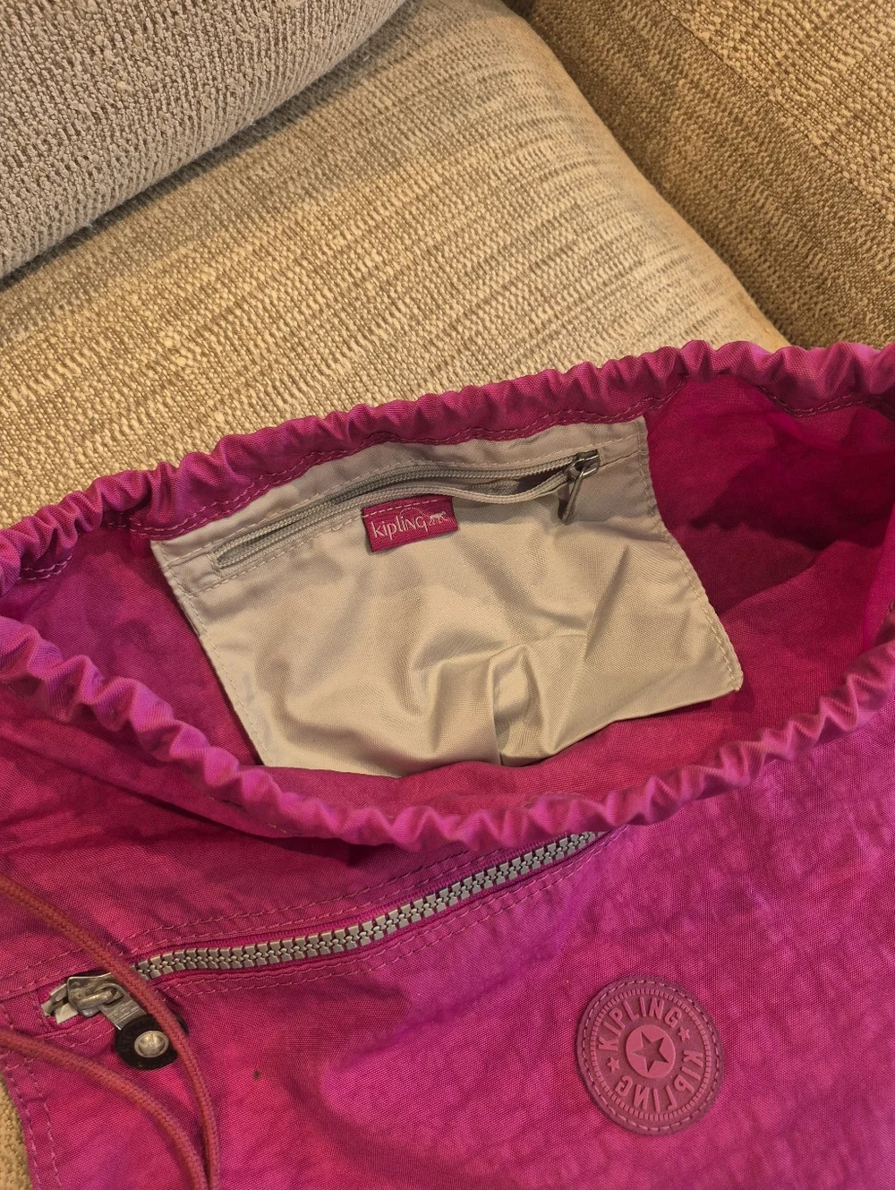 Kipling Fuchsia Drawstring Backpack - Picture 2 of 3